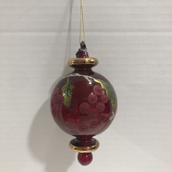 Vintage Blown Glass Christmas Ornament Wine Grape Theme - Picture 3 of 8